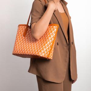 Leather Canvas Coated Printing Handbag for Women Large Shopping Bag Office Lady Purse